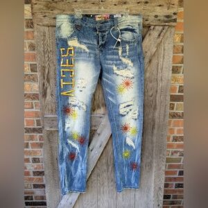 RARE Men's Caste Iron Embellished Jeans